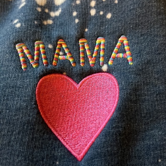 Tultex tie Dyed Sweatshirt with the word Mama Embroidered on blue and white - Picture 7 of 7